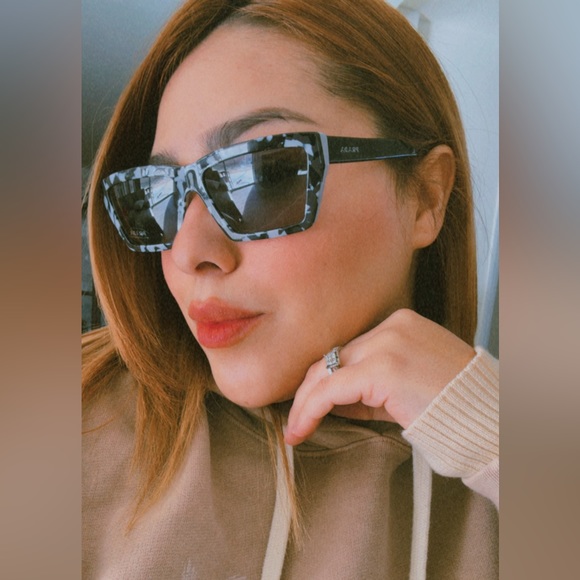 Prada Accessories - Prada Tortoiseshell Black & White Square Sunglasses